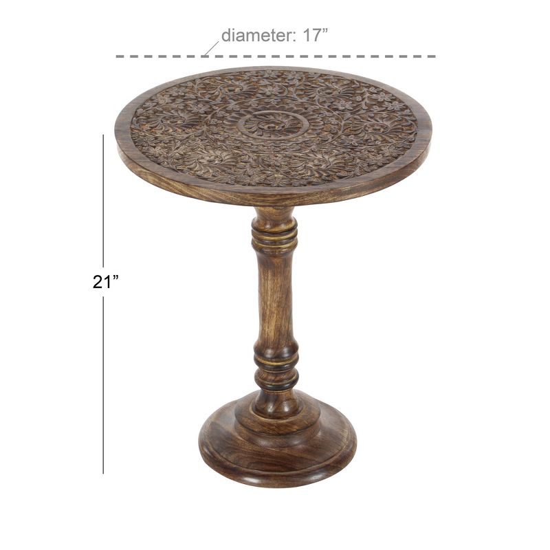 Carved Mango Wood Accent Table Brown - Olivia &#38; May, 5 of 20