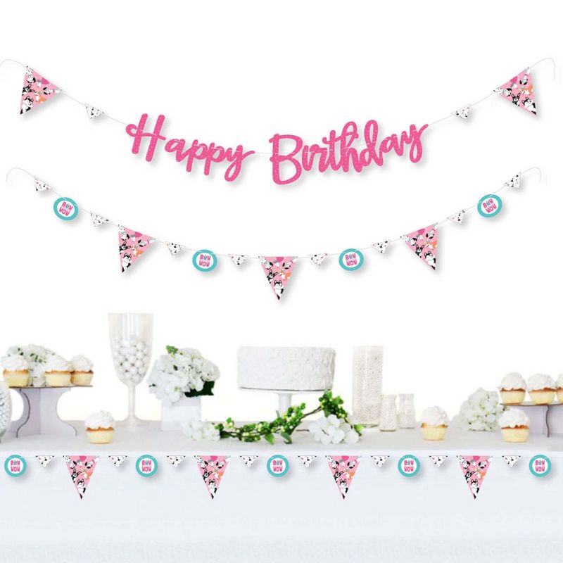 Big Dot of Happiness Pawty Like a Puppy Girl - Pink Dog Birthday Party Letter Banner Decoration - 36 Banner Cutouts and Happy Birthday Banner Letters, 2 of 8