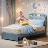Acekool Twin Bed Set - 2 Upholstered Beds with Bookcase Headboards & Drawers - 4 of 4