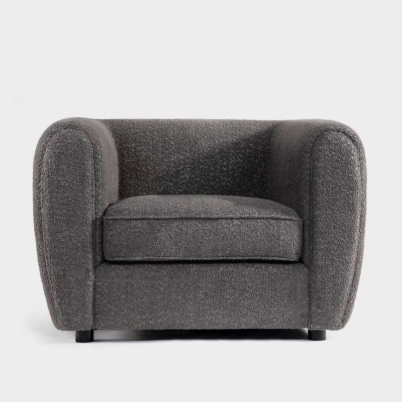 HOMES: Inside + Out Sunhaven Contemporary Boucle Fabric Deep Barrel Accent Armchair, 3 of 12
