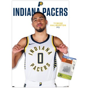 Trends International NBA Indiana Pacers - Tyrese Haliburton Feature Series 24 Unframed Wall Poster Print Clear Push Pins Bundle 14.725" x 22.375" - 1 of 4