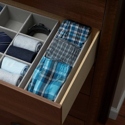 Silver Narrow Cardboard and Polyester Drawer Organizer