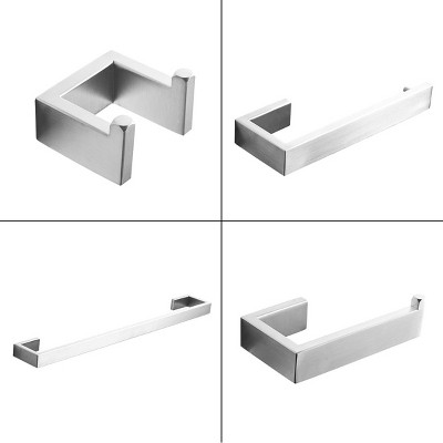 ChicFurnit Bathroom Towel Holder 4 Piece Adjustable Set Wall Mounted for Modern Bathroom Style, Silver, 25.6"*5.5"*2.8"