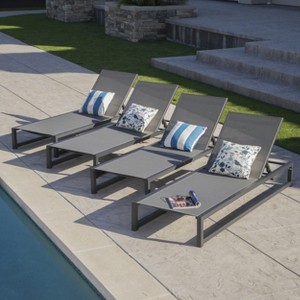 Christopher Knight Home Martin Outdoor Mesh and Aluminum Adjustable Chaise Lounges(Set of 4) - 1 of 4