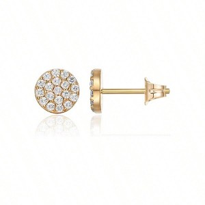 Sterling Silver Post Stud Earrings for Women Pave Mini Disc Gold Earrings for Women - 1 of 4