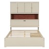 Full Size Platform Bed with USB, Storage Headboard and Drawers, White/Gray-ModernLuxe - 4 of 4