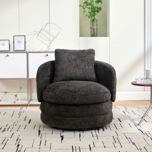 KWPZQEB 360 Degree Swivel Accent Chair, Chenille Barrel Single Sofa Chair w/ Pillow & Deep Seat, Reading Lounge Armchair Chair for Living Room - 1 of 4