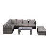 6-Piece Outdoor Patio Rattan Conversation Sectional Sofa Set with Tempered Glass Coffee Table - 4 of 4