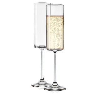 JoyJolt Claire Crystal Cylinder Champagne Glasses - Set of 2 Champagne Flutes - 5.7 oz - 1 of 4