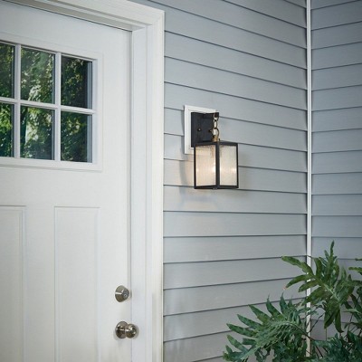 Lahden 16.75" Distressed Bronze Outdoor Wall Lantern with Clear Glass