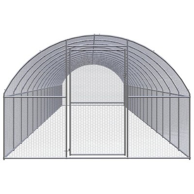 vidaXL Chicken Coop Silver Galvanized Steel Large Durable Chicken Coop
