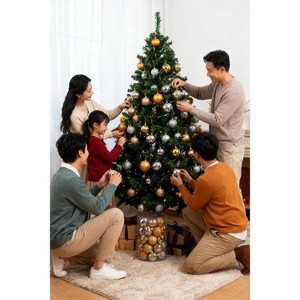 34Pcs Shatterproof Christmas Balls Ornaments Set, 2.36in Plastic Hanging Decor for Xmas Tree, Wreaths, Garlands, Holiday, Party, Wedding - 1 of 4