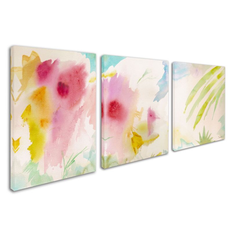 Trademark Fine Art -Sheila Golden 'Pink Interlude Triptych' Canvas Art Set, 1 of 3