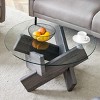 Modern Round Coffee Table with Artistic Geometric Base, Minimalist Accent Table for Living Room, Farmhouse or Contemporary Spaces-Maison Boucle - 3 of 4