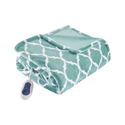 Electric Ogee Printed Oversized Throw 60x70" Aqua - Beautyrest