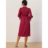 cheibear Womens Satin Nightgowns Long Sleeve Lace Trim V-Neck Pajama Dress - 3 of 4