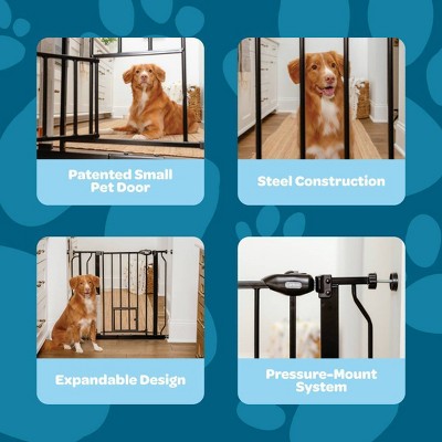 Carlson Pet Extra Wide Gate with Pet Door - Black