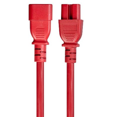  Monoprice Heavy-Duty Computer Extension Power Cable / Cord - 10 Feet - Red | 14AWG 15A 14AWG (IEC-320-C14 to IEC-320-C15) 