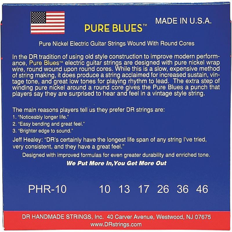 DR Strings PHR10 Pure Blues Nickel Medium Electric Guitar Strings, 2 of 4