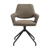 Armen Living,Swivel Upholstered Dining Chair in Brown Fabric with Black Metal Legs - Set of 2 - 4 of 4