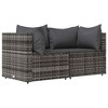 Patio Corner Sofas with Cushions 2 pcs Gray Poly Rattan vidaXL - 2 of 4