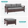 Sonkuki 3 Pieces Patio Sofa with Ottomans, All-Weather PE Rattan Wicker Sofa Small Patio Conversation Couch with Cushion - 3 of 4