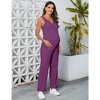 lxt- Women's Maternity 2 Piece Outfits Tank Top and Wide Leg Pants Lounge Set - 3 of 4