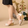 Allegra K Women's Floral Lace Mesh Wedges Sandals - 2 of 4