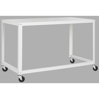 Bentley 47'' Glossy White Industrial Home Office Desk on Casters