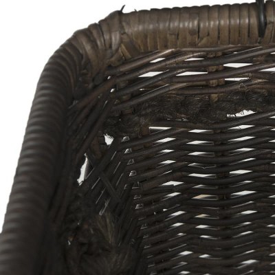 Tall Dark Natural Rattan Storage Trunk with Iron Frame