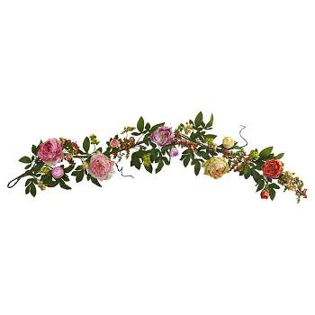 Mixed Peony and Berry Silk Garland - Berry (60'')
