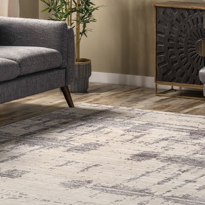 Eco-Friendly Ariana Abstract Gray Synthetic Area Rug 4' x 6'