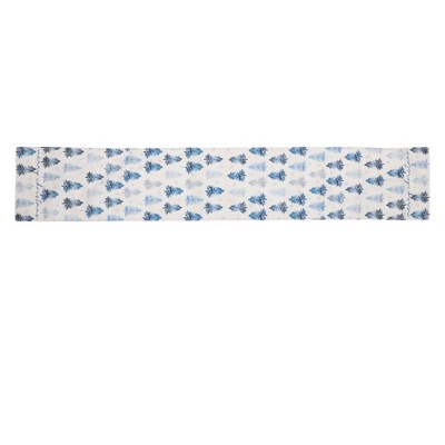 Unique Bargains Christmas Table Runner Blue White 72"x13" 1 Pc