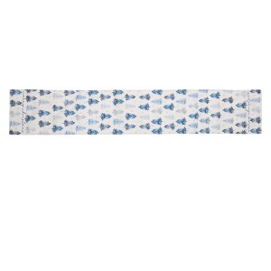 Unique Bargains Christmas Table Runner Blue White 72"x13" 1 Pc - 1 of 4