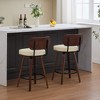 ORRD 26" Swivel Bar Stools Set of 2, Faux Leather Mid-Century Bar Chairs, Beige - 3 of 4