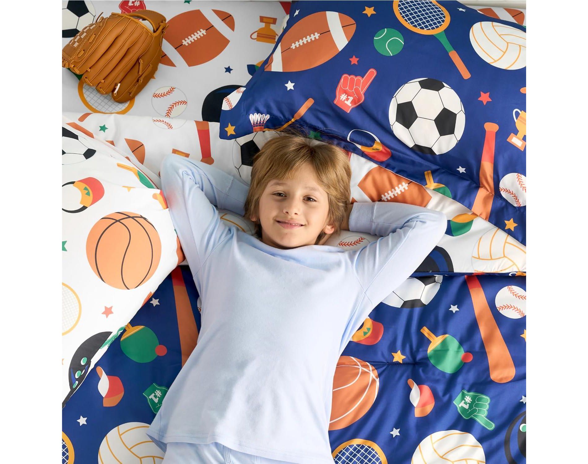 Kid Twin Comforter Set - 5 Piece Bedding Set for Boys/Girls - Super Soft Microfiber Bed in a Bag with Comforter, Sheets, Pillowcase & Sham