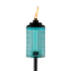 TIKI Carnival Torch: Freestanding Glass Stake, Textured Finish, No Tools Assembly, 12hr Burn - 1 of 4