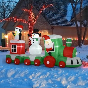 INFURNIC Party Decorations and Accessories Inflatable Santa Penguin and Snowman for Christmas Display, Multicolored, 43.25"*131"*67.75" - 1 of 3