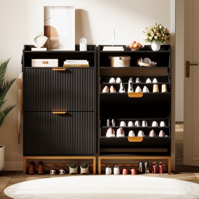 Shoe Cabinet- Compact Folding Shoe Storage Furniture, Shoe Organizer, Shoe Rack, and Shoe Storage Solution