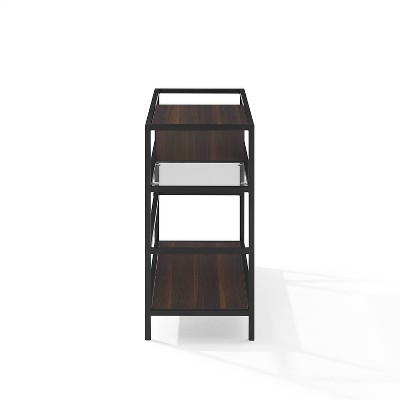 Provo Matte Black and Brown Record Storage Console with Turntable Shelf