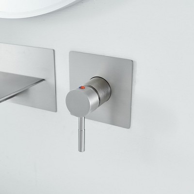 Brushed Nickel Wall-Mount Waterfall Bathroom Faucet