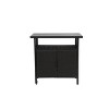 Gulches Outdoor Wicker Bar Cart - Rolling Rattan Beverage Serving Cart with Glass Top, Black - 3 of 4