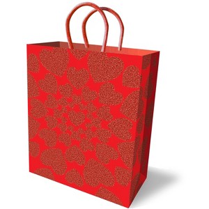 Glitter Heart Gift Bag - Red - 1 of 1