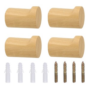 Unique Bargains Wood Stylish Wall Mounted Entrance Decorative Coat Hooks 4 Pcs - 1 of 4