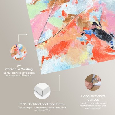 Colorful Fog Abstract Canvas Wall Art in Wooden Frame, 15" x 10"