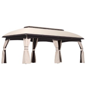 10' x 20' Patio Gazebo, Outdoor Gazebo Canopy Shelter with Netting, Vented Roof for Garden - 1 of 4