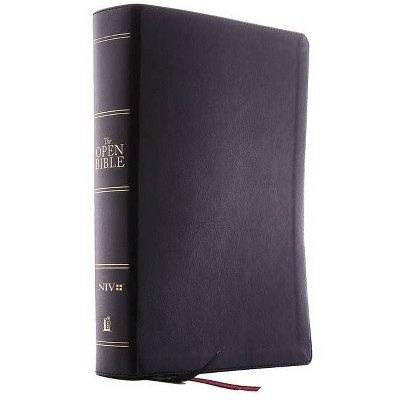  The Niv, Open Bible, Leathersoft, Black, Thumb Indexed, Red Letter Edition, Comfort Print - by  Thomas Nelson (Leather Bound) 