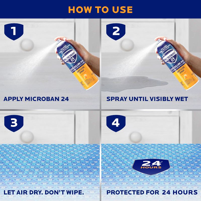 Microban Citrus Scent 24 Hour Disinfectant Sanitizing Spray - 15 fl oz, 4 of 17