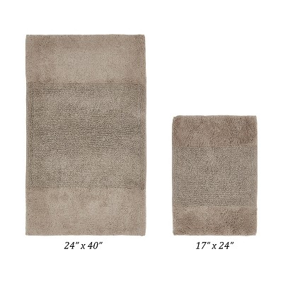 Granada 2 Piece Bath Rug Set 100% Premium Cotton Tufted Non-Slip Backing Bathmats for Bathroom, Super Soft Absorbent, Machine Washable