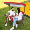 Gymax Double Folding Camping Chairs W/ Carrying Bag Outdoor 2-Seat Picnic Chair W/ Adjustable & Detachable Canopy Portable & Foldable Loveseat - 2 of 4